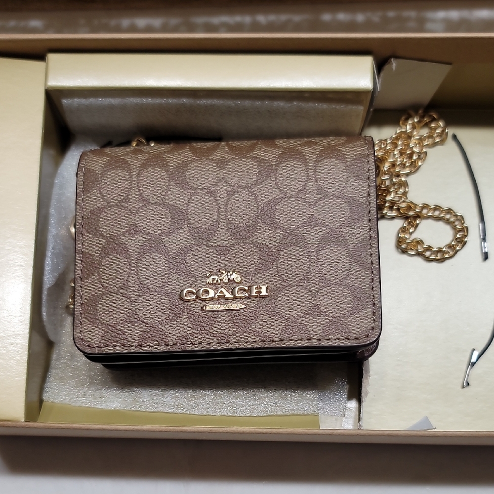 Coach Tan Bag with Gold Chain